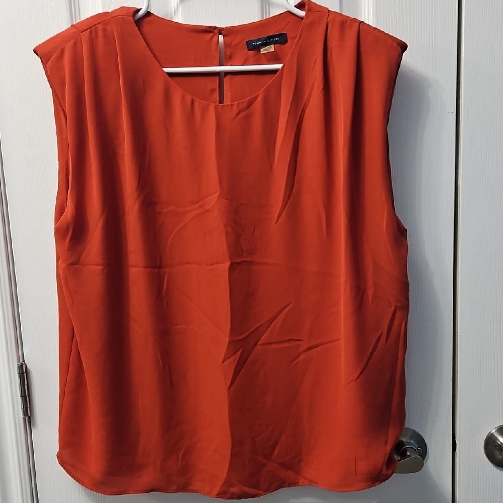 Tommy Hilfiger Top. Padded Shoulder.  Size Large.  Color Burn Orange